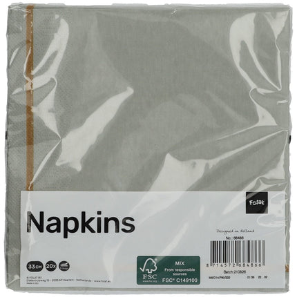 Servetten Happy Birthday Grijs Goud 33cm 20st van Folat koop je bij Partywinkel