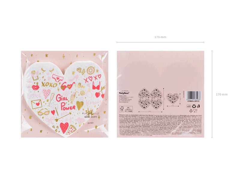 Servetten Hartjes 16cm 20st van Partydeco koop je bij Partywinkel