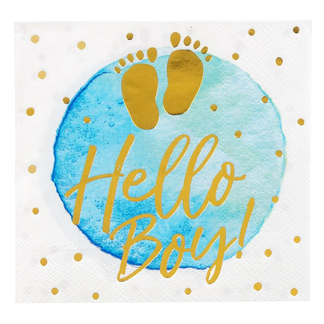 Servetten Hello Boy Papier 33cm van Boland koop je bij Partywinkel