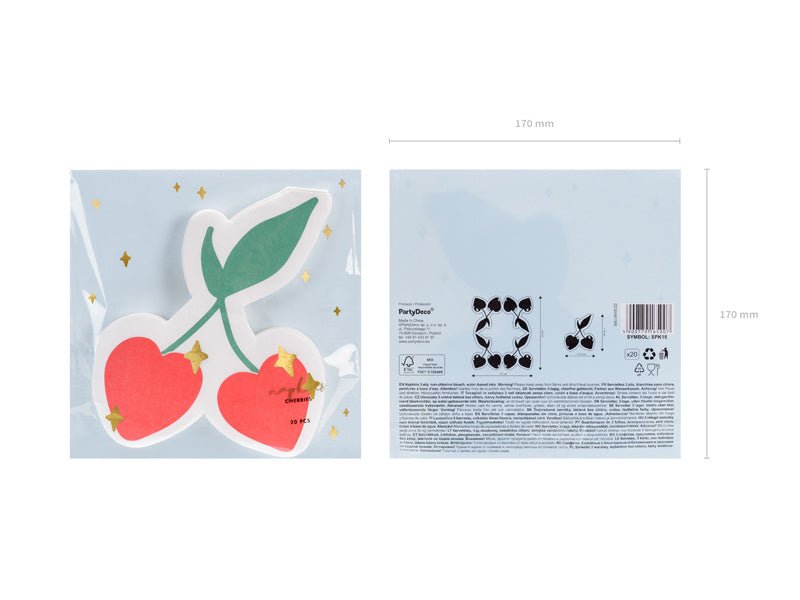 Servetten Kersen 16cm 20st van Partydeco koop je bij Partywinkel