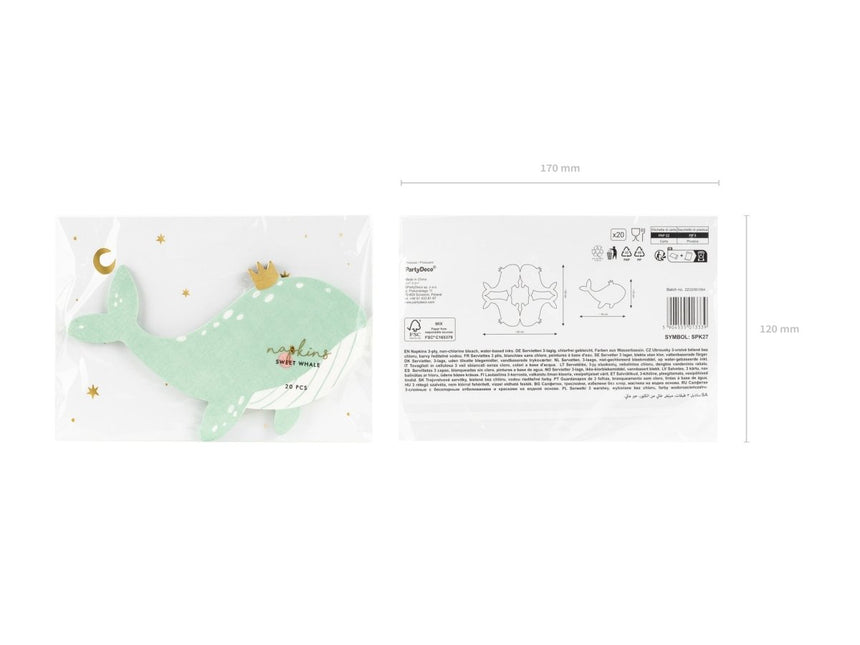 Servetten Walvis 16cm 20st van Partydeco koop je bij Partywinkel