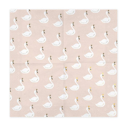 Servetten Zwaan 33cm 20st van Partydeco koop je bij Partywinkel