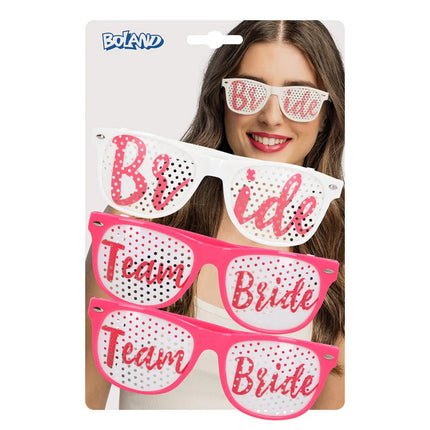 Set 3 partybrillen Bride to be (bride en team bride) van Boland koop je bij Partywinkel