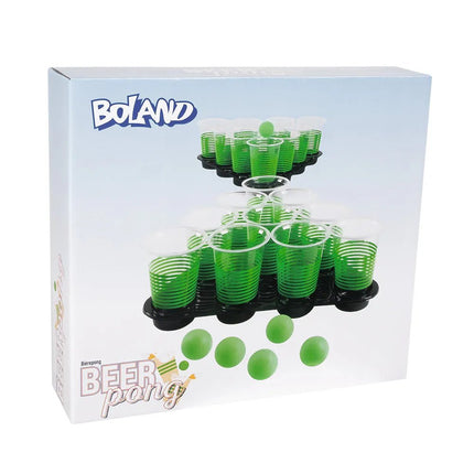 Set drankspel Beer pong deluxe (20 bekers, 6 balletjes, 2 dienbladen) van Boland koop je bij Partywinkel