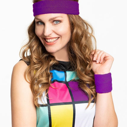 Set Hoofdband/Polsbandjes Paars - 6 Pack van Partychimp koop je bij Partywinkel