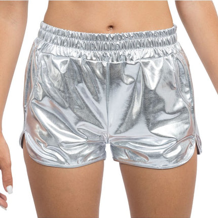 Sølvfarvede metallic-shorts til kvinder