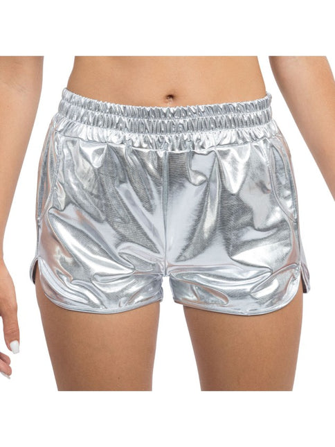 Sølvfarvede metallic-shorts til kvinder