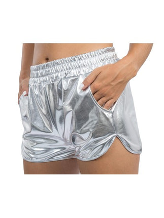 Sølvfarvede metallic-shorts til kvinder