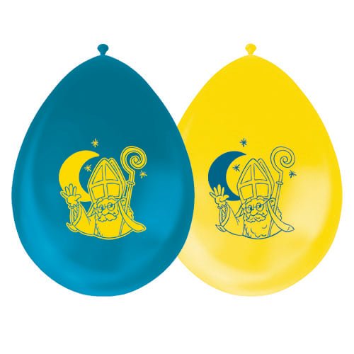 Sinterklaas Ballonnen Blauw Geel 30cm 8st van WeFiesta koop je bij Partywinkel