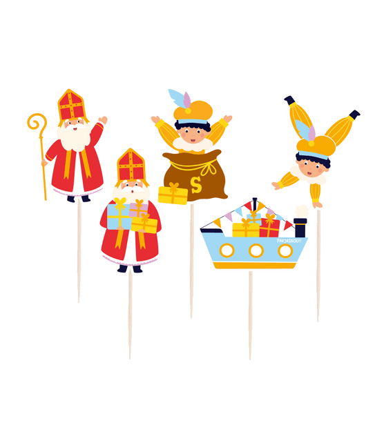 Sinterklaas Cocktailprikkers 6,5cm 16st van Paper Dreams koop je bij Partywinkel