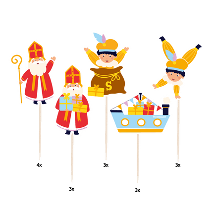 Sinterklaas Cocktailprikkers 6,5cm 16st van Paper Dreams koop je bij Partywinkel