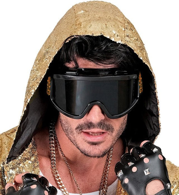 Ski Bril 80s Zwart Luipaardprint van Widmann koop je bij Partywinkel