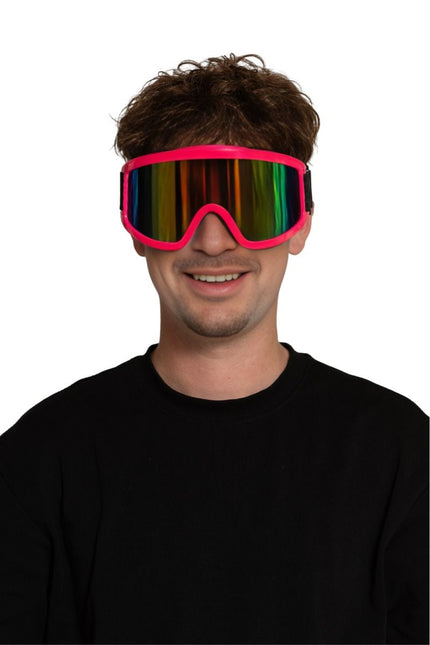 Skibril Neon Roze van Partychimp koop je bij Partywinkel