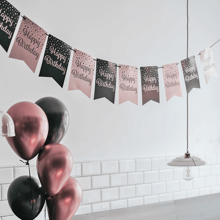 Slinger 30 Jaar Roze Zwart 6m van Paper Dreams koop je bij Partywinkel