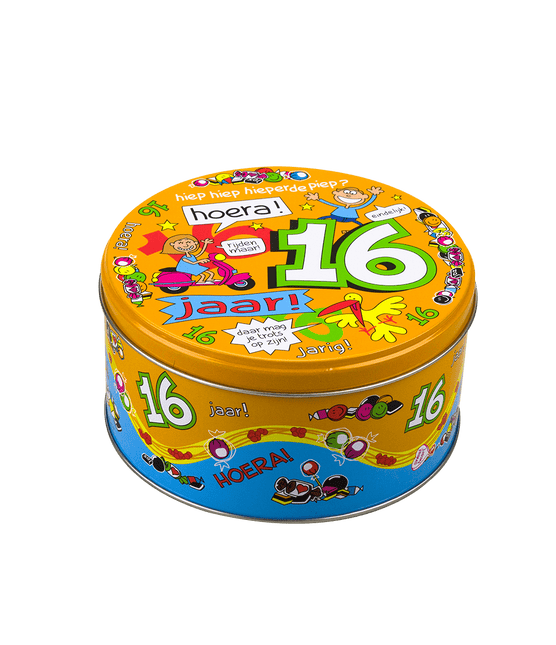 Snoeptrommel 16 Jaar 14cm van Paper Dreams koop je bij Partywinkel