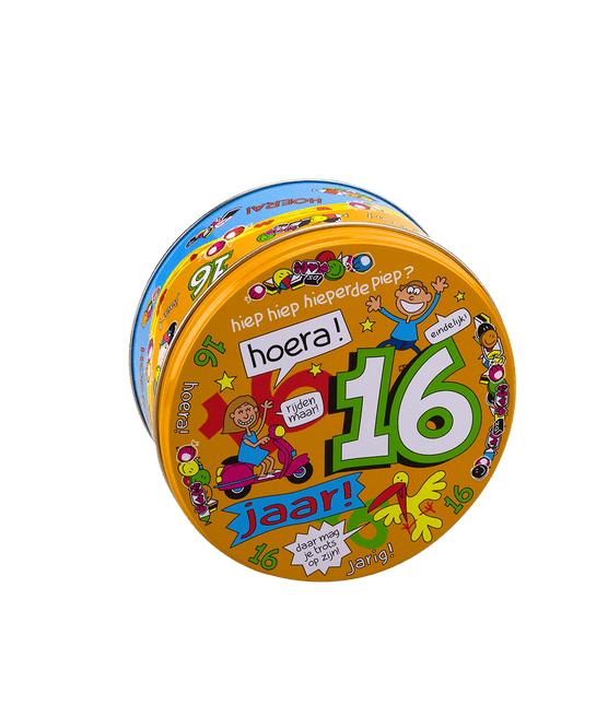 Snoeptrommel 16 Jaar 14cm van Paper Dreams koop je bij Partywinkel