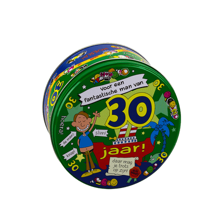 Snoeptrommel 30 Jaar Man 14cm van Paper Dreams koop je bij Partywinkel