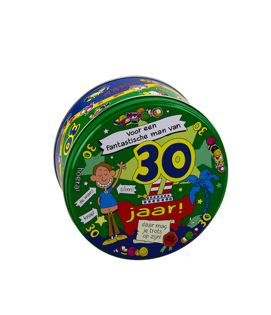 Snoeptrommel 30 Jaar Man 14cm van Paper Dreams koop je bij Partywinkel