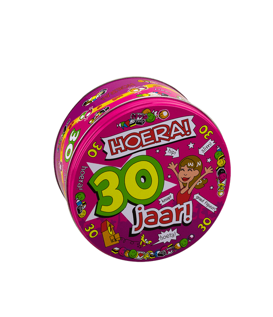 Snoeptrommel 30 Jaar Vrouw 14cm van Paper Dreams koop je bij Partywinkel