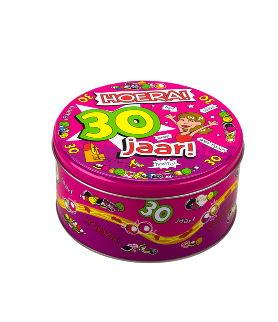 Snoeptrommel 30 Jaar Vrouw 14cm van Paper Dreams koop je bij Partywinkel