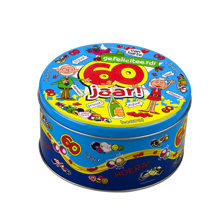 Snoeptrommel 60 Jaar 14cm van Paper Dreams koop je bij Partywinkel