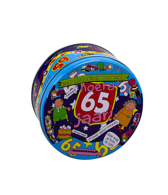 Snoeptrommel 65 Jaar 14cm van Paper Dreams koop je bij Partywinkel