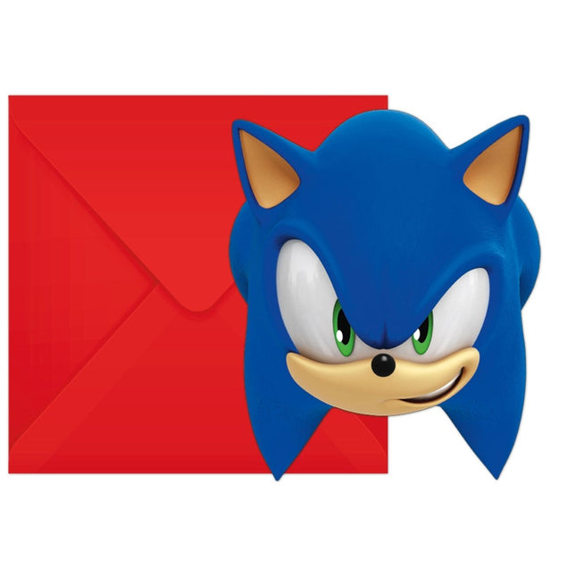 Sonic Uitnodigingen Met Enveloppen 6st van Procos koop je bij Partywinkel