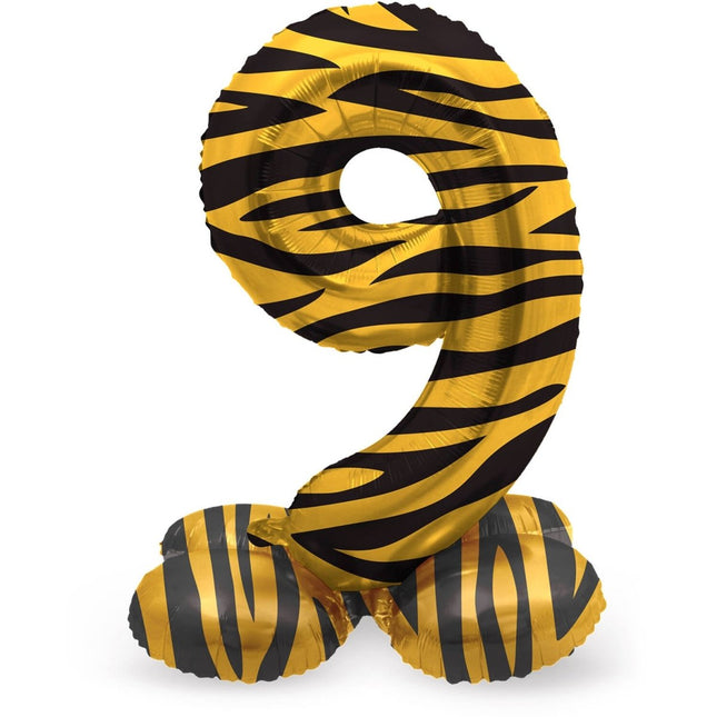 Staande Folieballon Cijfer 9 Tiger Chic - 41 cm Leeg van Folat koop je bij Partywinkel