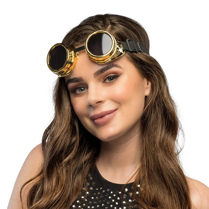 Steampunk Zonnebril Goud van Boland koop je bij Partywinkel