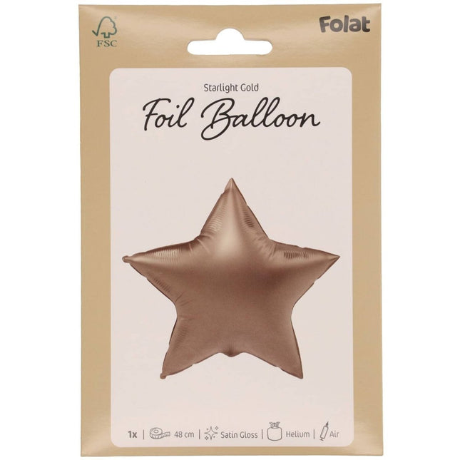 Ster Helium Ballon Goud Leeg 45cm van Folat koop je bij Partywinkel
