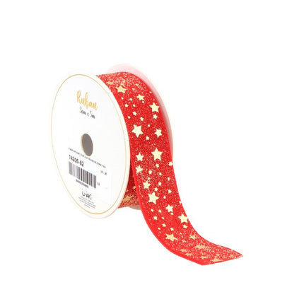 Ster Lint Rood Goud 25Mm 3m van CHAKS koop je bij Partywinkel