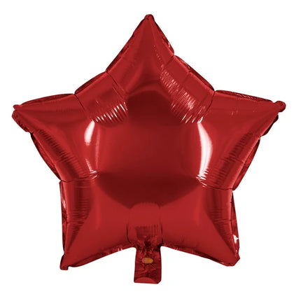 Stjerneformet heliumballon, rød, tom, 45 cm