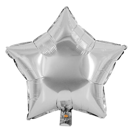Stjerneformet heliumballon, sølv, ensfarvet, tom, 45 cm