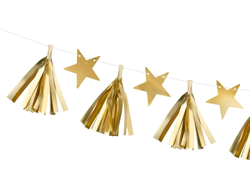 Sterren Tassel Slinger Goud 1,3m van Partydeco koop je bij Partywinkel
