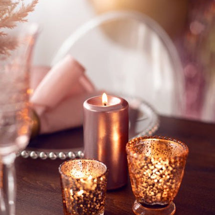 Stompkaars Rose Goud Metallic 12cm 6st van Partydeco koop je bij Partywinkel