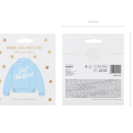 Strijk Embleem Just Married 30cm van Partydeco koop je bij Partywinkel