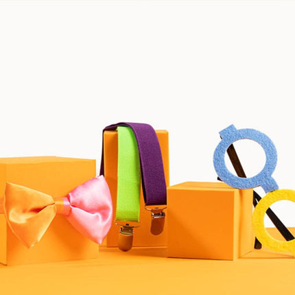 Strikje Colorblock Oranje/Roze van Folat koop je bij Partywinkel