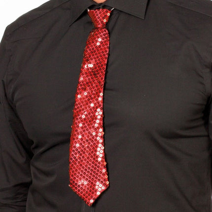 Rode Stropdas Pailletten van Wilbers & Wilbers koop je bij Partywinkel