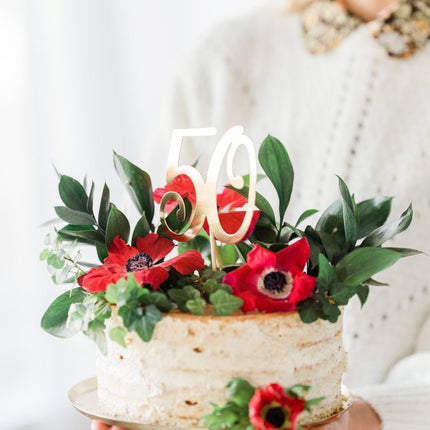 Taarttopper 50 Jaar Goud 20,5cm van Partydeco koop je bij Partywinkel