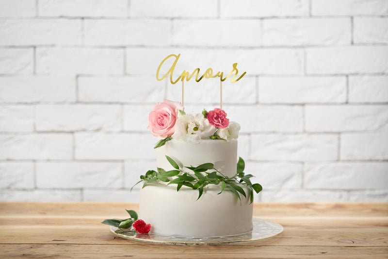 Taarttopper Amour Goud 22,5cm van Partydeco koop je bij Partywinkel