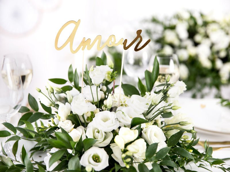 Taarttopper Amour Goud 22,5cm van Partydeco koop je bij Partywinkel