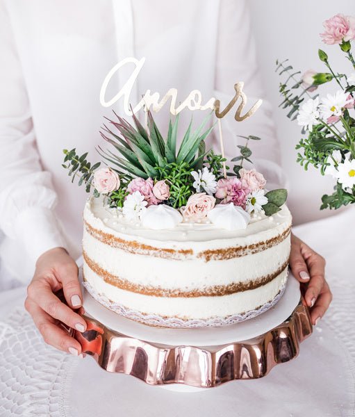 Taarttopper Amour Goud 22,5cm van Partydeco koop je bij Partywinkel
