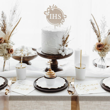 Taarttopper Communnie IHS Hout 23cm van Partydeco koop je bij Partywinkel