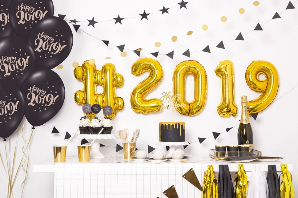 Taarttopper Happy New Year Goud 24cm van Partydeco koop je bij Partywinkel