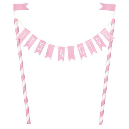Taarttopper It's A Girl Roze 5cm van Unique koop je bij Partywinkel