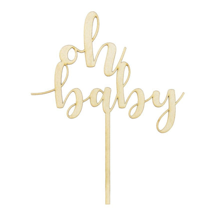 Taarttopper Oh Baby Hout 17cm van Partydeco koop je bij Partywinkel