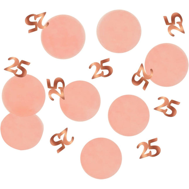 Tafelconfetti 25 Jaar Rose Goud 2,4cm 25gr van Folat koop je bij Partywinkel