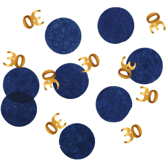 Tafelconfetti 30 Jaar Blauw 2,4cm 25gr van Folat koop je bij Partywinkel