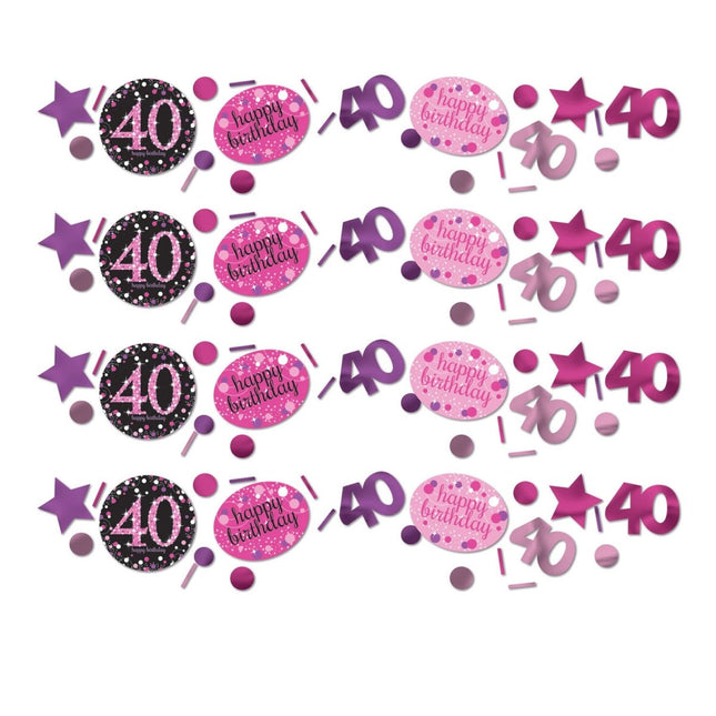 Tafelconfetti 40 Jaar Happy Birthday Roze 34gr van Riethmueller koop je bij Partywinkel