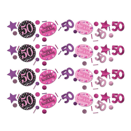Tafelconfetti 50 Jaar Happy Birthday Roze 34gr van Riethmueller koop je bij Partywinkel